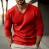 Ropa de punto para hombre de Europa y América, nueva para otoño e invierno, cuello en V, ajustada, fina, de manga larga, suéter para hombre, camisa base