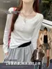 Capa base primavera y otoño mujer 2026 nuevo estilo cuello semiabierto ropa interior ajustada cepillada blanca manga larga camiseta tacto de alta gama top
