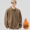 Sudadera tipo Polo para Hombre Otoño 2026 Nueva Ropa de Otoño e Invierno con Forro Polar y Cuello Camisero Camiseta de Manga Larga para Hombre
