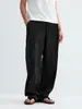 Pantalones de Chándal de Felpa Chenilla Yutang "Mezcla Lyocell" Estilo Old Money con Pinzas Estructuradas, Pantalones Casuales Rectos Holgados para Hombre