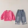 Conjunto de Ropa de Otoño para Niñas 2026 Nueva Moda Ropa de Primavera y Otoño para Niños, Conjunto de Dos Piezas Sudadera Floral de Otoño para Bebé Niña