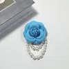 Broche de flor de camelia y perla estilo Chanel, pin de tela tridimensional, accesorio de alta gama, venta al por mayor