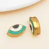 Cuentas espaciadoras de esmalte de ojo de la suerte de doble cara de acero inoxidable con cuentas estilo europeo y americano para accesorios de joyería hechos a mano DIY