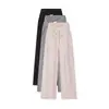 Calça de Maternidade Primavera e Outono Roupa Externa Emagrecedora Cintura Baixa Perna Larga Calça Casual Não Apertada na Barriga Petite Perna Reta Suporte para a Barriga Calça de Arroz Glutinoso