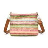 Bolsa de palha trançada arco-íris transfronteiriça mais vendida para mulheres, bolsa de ombro única casual requintada, bolsa transversal versátil para o dia a dia, tendência nicho com toque de alta qualidade