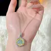 Nuevo Colgante de Disco de Buda Amitabha de Jade Azul Natural Incrustado Estilo Chino Cadena para Clavícula Joyería Sencilla Femenina de Nicho