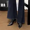 Botines de tacón de aguja negros de punta fina para mujer, elegantes botas finas de tacón alto estilo coreano, 2026 botas individuales súper elegantes nuevas para otoño e invierno