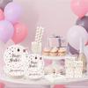 Juego de Vajilla de Globos Blancos Estampados en Caliente Vajilla Desechable Recubierta con Película Engrosada Fiesta Picnic Platos Especiales de Papel Vasos de Papel
