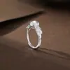 Anillo de Jade de Espuma de Agua Helada de Lujo Ligero para Mujer Plata de Ley S925 Incrustado con Jade Natural Diseño de Nicho Anillo de Gama Alta