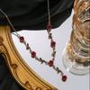 Conjunto de Flores de Rosa Francesas Retrô Europeu e Americano Transfronteiriço Feminino Ins Personalidade Temperamento Colar Pulseira de Rosa Vermelha