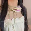 Colar Doce com Design de Borla Floral, Moda Estilo Floresta, Alto Valor Estético, Multicamadas, Versátil, Corrente para Clavícula Estilo Férias na Praia