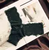 Nuevo Tanga de Encaje y Malla con Doble V en la Cintura Estilo Europeo y Americano de Alta Gama Forma de T Sexy de Cintura Baja Pantalones Cortos para Mujer