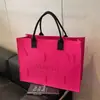 Nova Bolsa Tote de Feltro com Abertura Superior, Letras com Logo, Grande Capacidade, Bolsa Tote de Ombro Versátil