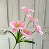Nova Flor Artificial Tulipa Aberta de Cinco Cabeças Impressa em 3D Decoração de Casa Ornamento para Sala de Estar Arranjo de Flores para Casamento