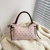 2026 Nova Bolsa de Mão Grande com Estampa de Bolinhas Feminina Cor Retro Bloco de Cores Laço Macia de Ombro Transversal