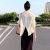 Camisa elegante con hebilla de estilo coreano para mujer, traje de falda suelta sin mangas, fino, de verano 2025
