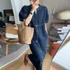 Vestido de Mezclilla Lavada Casual Retro Francés para Mujer en Verano, Vestido Adelgazante y Elegante para Figura de Pera