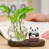 Decoração de Casa Estilo Chinês Panda Rabanete Verde Vaso Hidropônico Arranjo de Flores Vidraria Decoração de Mesa Vaso de Planta Presente