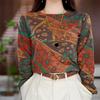 Dropshipping 2025 Otoño Nuevo Cuello Redondo Elegante Manga Larga Estampado Vintage Versátil Elegante Manga Larga Camiseta Base