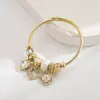 Pulseira de Aço Inoxidável He Ming Panjia Duo La Transfronteiriça Nova para Mulheres, Coração de Flor Doce Cravejado com Diamantes, Exquisite Pulseira para Melhor Amiga
