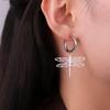 Colgante de Libélula Aretes Colgantes para Mujer Accesorios de Acero Inoxidable Aretes Colgantes de Aro Joyería de Moda Aretes de Acero Inoxidable