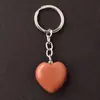 Llavero con colgante de corazón transfronterizo de 30*12 mm, corazón de cristal rosa de piedra natural, accesorio popular para DIY
