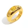 Anillo Geométrico Vintage Minimalista Versátil Transfronterizo Joyería Acero Inoxidable Chapado en Oro de 18K Tres Anillos de Circonita Estilo Ins