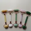 Masajeador de Jade Palo de Masaje Cristal Rosa Jade Rodillo de Doble Cabezal Lifting y Adelgazamiento Facial Especial para Salón de Belleza Tabla Raspadora