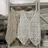 Chaleco Bordado Estilo Étnico, Cárdigan Corto, Prendas de Abrigo con Cuello en V, Top de Punto Bordado sin Mangas Calado, Ropa para Mujer