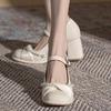 Zapatos de Mujer Mary Jane Tacones Altos Zapatos de Dama de Honor de Tacón Grueso Nuevos 2025 Versátiles para Uso Diario Zapatos Cómodos Primavera