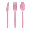 Cubiertos desechables Amazon transfronterizos, en stock plástico dorado, plateado, rojo y blanco, cubiertos para fiesta de cumpleaños
