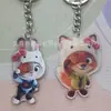Novo Chaveiro Zootopia Periférico do Filme Desenho Animado Judy Nick Casal Fofo Acrílico Dupla Face Chave