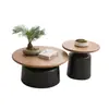 Mesa de Centro para Apartamento na Cor Creme para Sala de Estar, Adequada para Apartamentos Pequenos, Mesa de Centro Redonda Estilo Martini em Ferro Forjado Simples e Moderno para Pousadas