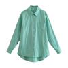 Camisa de Rayas para Mujer Transfronteriza Primavera y Otoño Nueva Versión Coreana Holgada Ajustada Versátil Manga Larga Cuello Camisero Superior