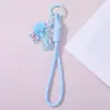 Macaron Dulce Oso Corazón de Metal Etiqueta Lanyard para Teléfono Versátil Corto Llavero Anti-Pérdida Colgante para Bolso