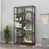 Partición Calada de Hierro Nuevo Estante de Almacenamiento Mampara de Entrada Estantería Gabinete Decorativo de Oficina de Pie Vitrina Multicapa