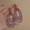 Pendientes de Borla Redonda Plana de Resina con Aguja Plateada Estilo Francés Vintage, Sensación de Lujo Ligero de Gama Alta, Accesorios para Orejas Versátiles de Moda