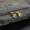 Hip hop europeo y americano ama los pendientes de botón comercio exterior popular cobre incrustado circonita de color pendientes de botón en forma de corazón pendientes de piedra en forma de corazón para mujer