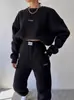Conjunto de Sudadera Casual de Manga Larga con Cuello Redondo y Pantalones Deportivos Elásticos de Dos Piezas, Nuevo Estilo, Transfronterizo de Amazon Europeo y Americano 2026