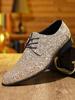 Zapatos de Cuero para Hombre, Estilo Británico, Puntiagudos, sin Cordones, Casuales, Cómodos, Transpirables, Modernos y Elegantes, Zapatos Brillantes para Hombre 888
