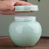 Frasco Redondo Cerámico Sellado Rosca Silicona a Prueba de Fugas Botella para Miel Frasco Cerámico para Polvo Medicinal Frasco para Almacenar Té Frasco para Comida Cocida Molida