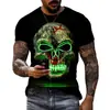 2024 Aliexpress Comércio Exterior Amazon Manga Curta Masculina Série Caveira Estampa Digital Estilo Retrô Secagem Rápida