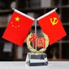 Decoración de bandera de escritorio ejecutiva, decoración de bandera nacional para sala de conferencias, portalápices de cristal de alta gama personalizado, regalo de bandera roja grande para escritorio