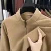 Sudadera popular de otoño e invierno con media cremallera y cuello alto, camisa base casual de negocios de color liso, ropa de hombre cálida y versátil de manga larga
