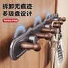 Perchero de pared hecho de madera de nogal, no requiere taladro, para colgar ropa y guardar artículos en la entrada o el baño; una fila de ganchos, disponible para envío directo