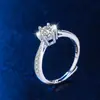 Anillo de seis garras anillo de dedo abierto incrustado diamante Mosane 925 1 quilate femenino propuesta de matrimonio circonita ajustable salida de fábrica