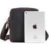 Bolso de Hombro Retro de Cuero Genuino para Hombre, Color Sólido, Bolso Cruzado Casual Simple, Bolso Vertical Clásico de Cuero, Bolso Cuadrado Pequeño para Hombre