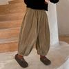 Pantalones de Pana Changguo para Niños Otoño Pantalones Linterna Otoño Invierno Pantalones Harem Pantalones Largos Estilo Coreano Modernos Forrados de Polar
