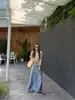 Thirteen RowsKAPOK26 Verão Novo Estilo Coreano Zíper Lateral Linha A Poá Midi Saia 26460