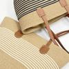 Atacado de Fabricante Bolsa Tote de Corda de Algodão Tecida Bolsa de Ombro Moda Costura Cor Contrastante Tecida à Mão Bolsa Tote de Grande Capacidade